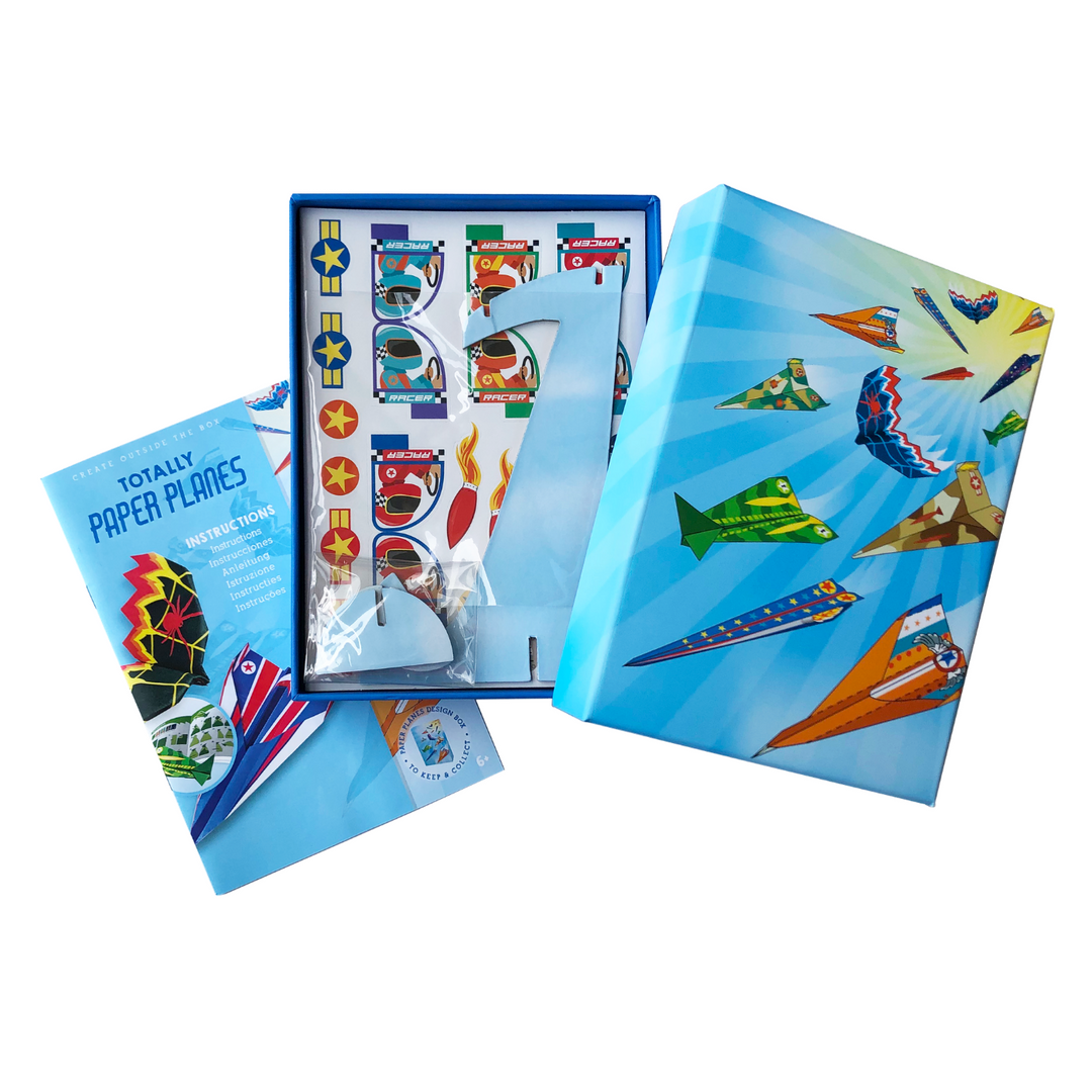 Image of Totally Paper Planes opened bo to show the materials nicely placed inside.