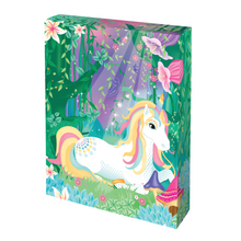 Load image into Gallery viewer, image of the Totally Magical Unicorns Create Your Own Unicorn Terrarium cardboard box that has a cute unicorn on it. 
