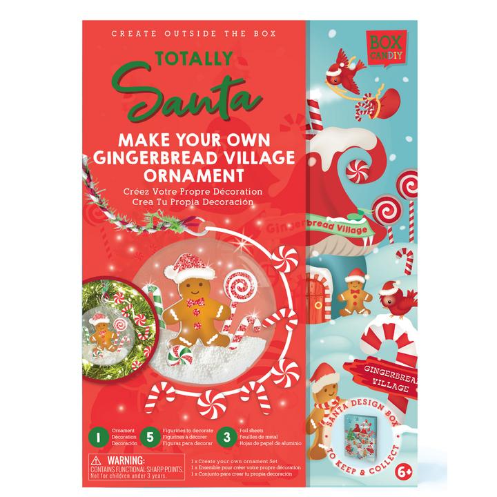 Box image of Totally Santa Make Your Own  Gingerbread Village Ornament. 