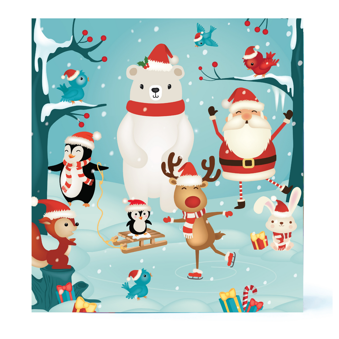 Image of Totally Santa Make Your Own Ornaments  Set of 3  cardboard box that has Santa and winter animals on it. 