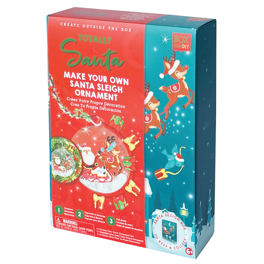 Boxed Image of Totally Santa Make Your Own  Santa Sleigh Ornament. 