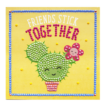 Load image into Gallery viewer, Completed diamond art with cactus image and &quot;friends stick together&quot; phrase.
