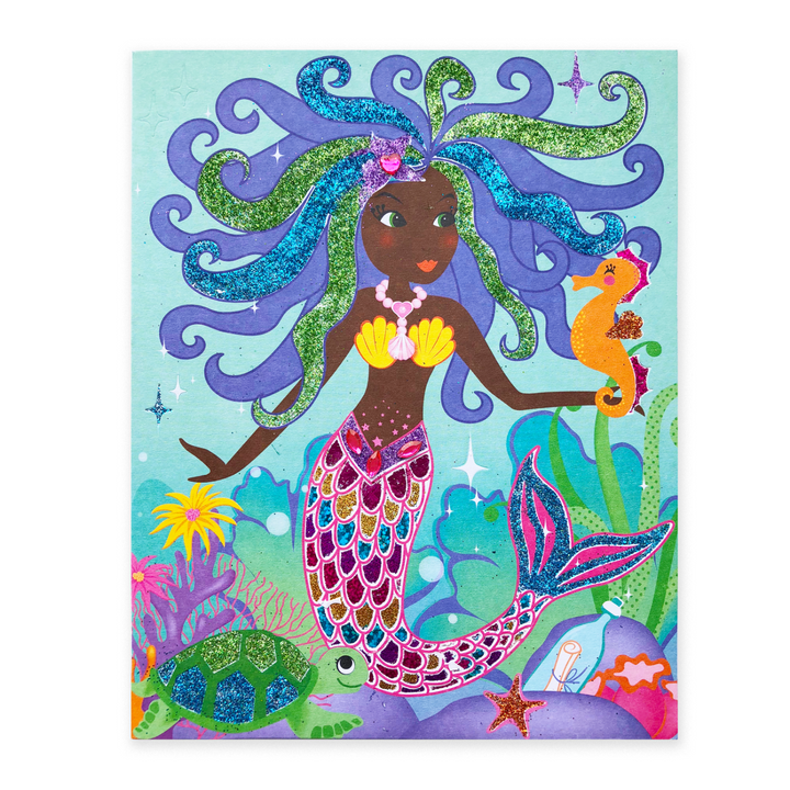 Image of a completed Totally Mermaids Glitter & Foil Art.