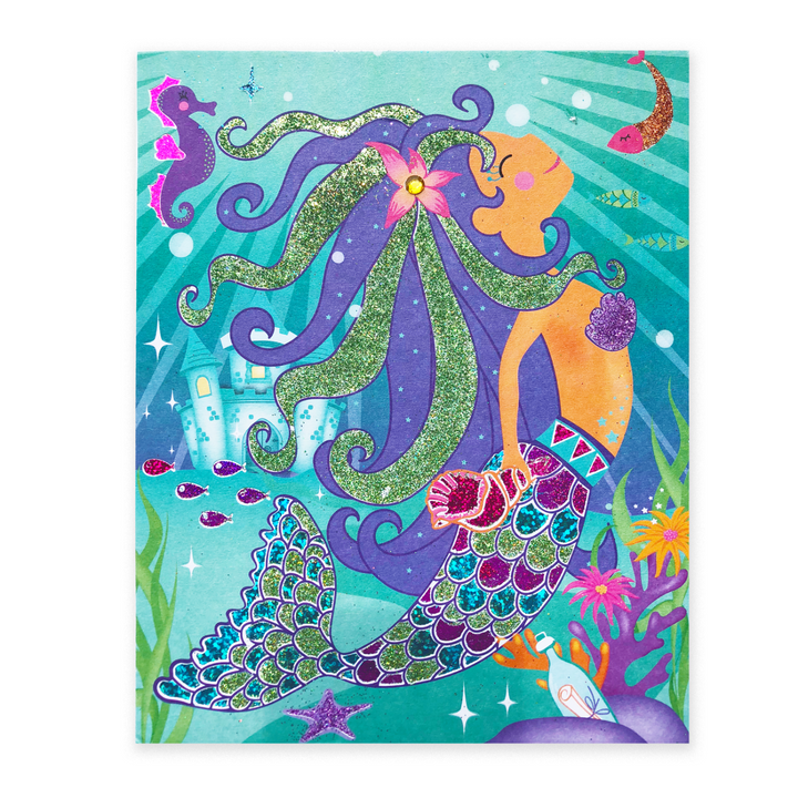 Image of a completed Totally Mermaids Glitter & Foil Art.  Edit alt text