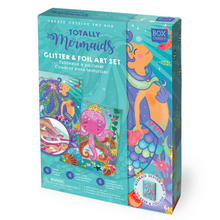 Load image into Gallery viewer, Box image of Totally Mermaids Glitter &amp; Foil Art Set with completed art on the front of the box. 
