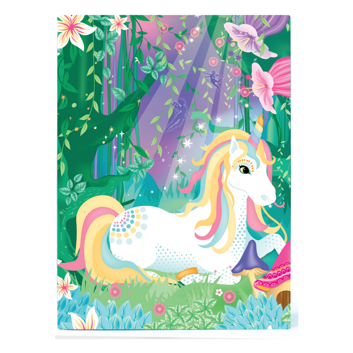 Image of the Totally Magical Unicorns Glitter & Foil Art Set box with unicorns on the back.