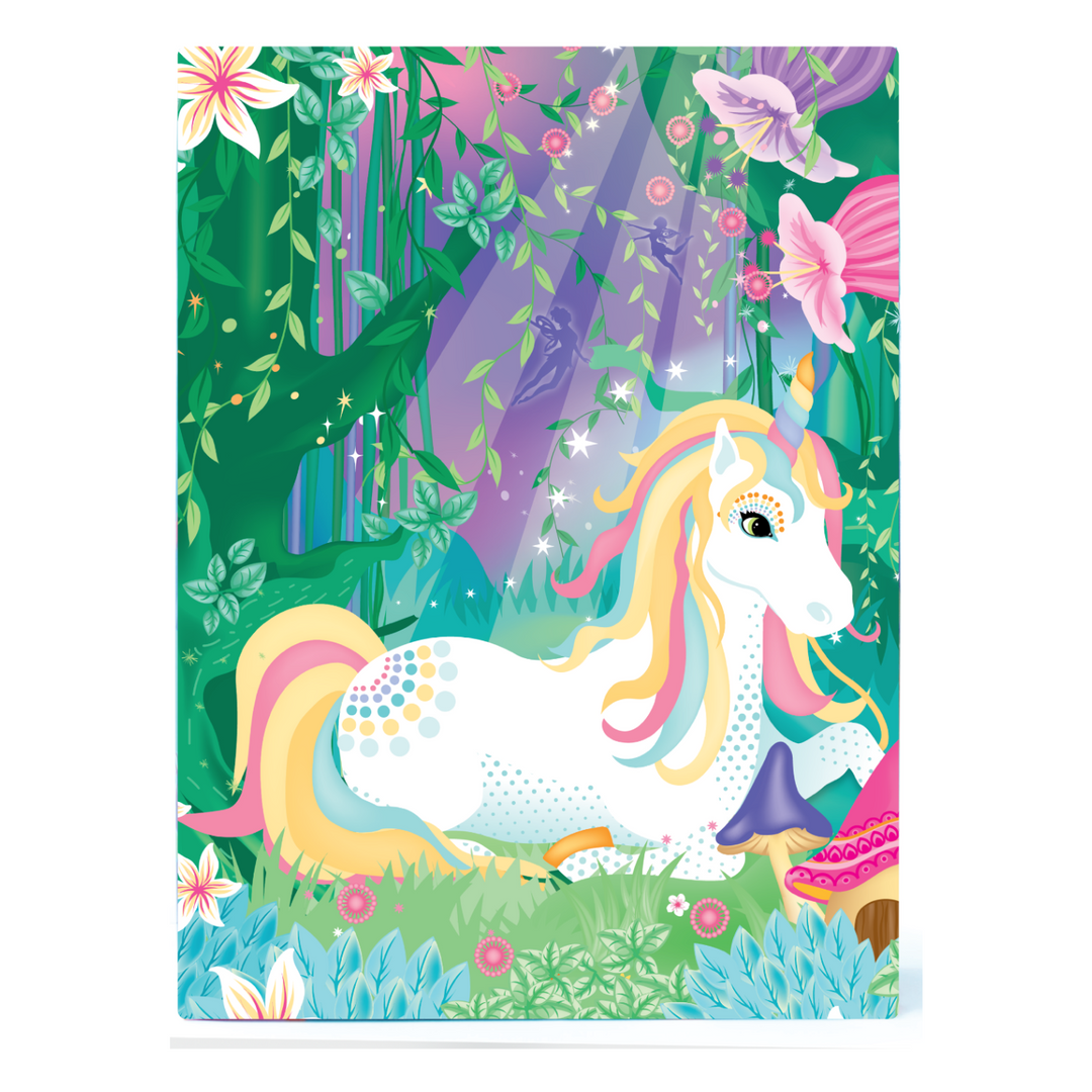 Image of the Totally Magical Unicorns Glitter & Foil Art Set box with unicorns on the back.