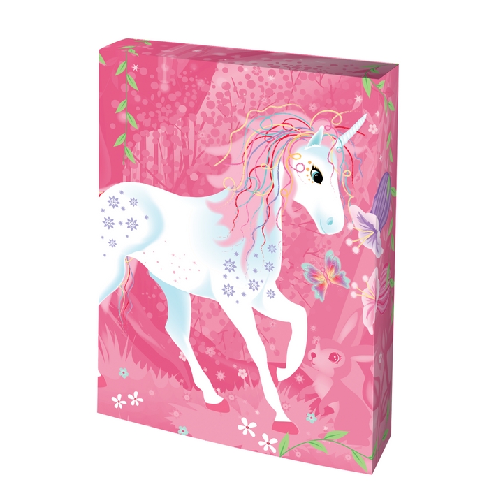 Image of the Totally Twilight Unicorn Lantern Scratch Art Set cardboard box that has a unicorn on it. 