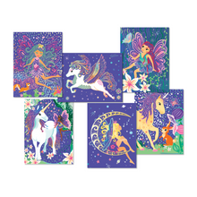 Load image into Gallery viewer, Image of six completed Totally Magical Forest Scratch Art. 
