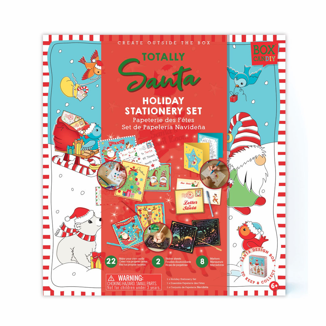 Image of Totally Santa Holiday Stationery Set that is packaged in a cute Christmas packaging