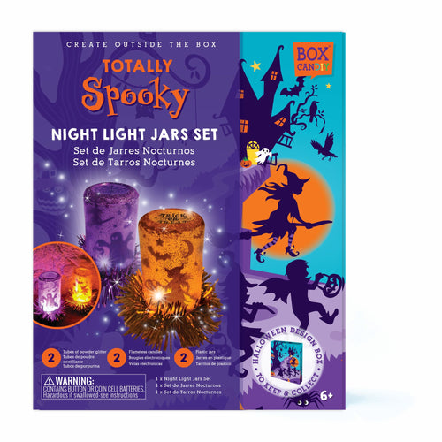 Boxed image of Totally Spooky Night Light Jars Set. 