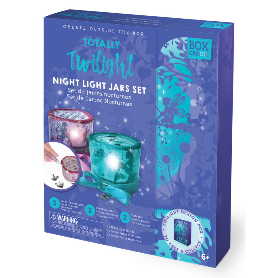 Boxed image of the Totally Twilight Night Light Jars Set