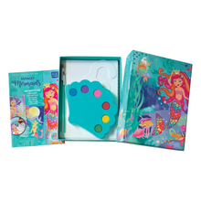 Load image into Gallery viewer, Image of Totally Mermaids Watercolor Art Set opened to show the materials inside. 
